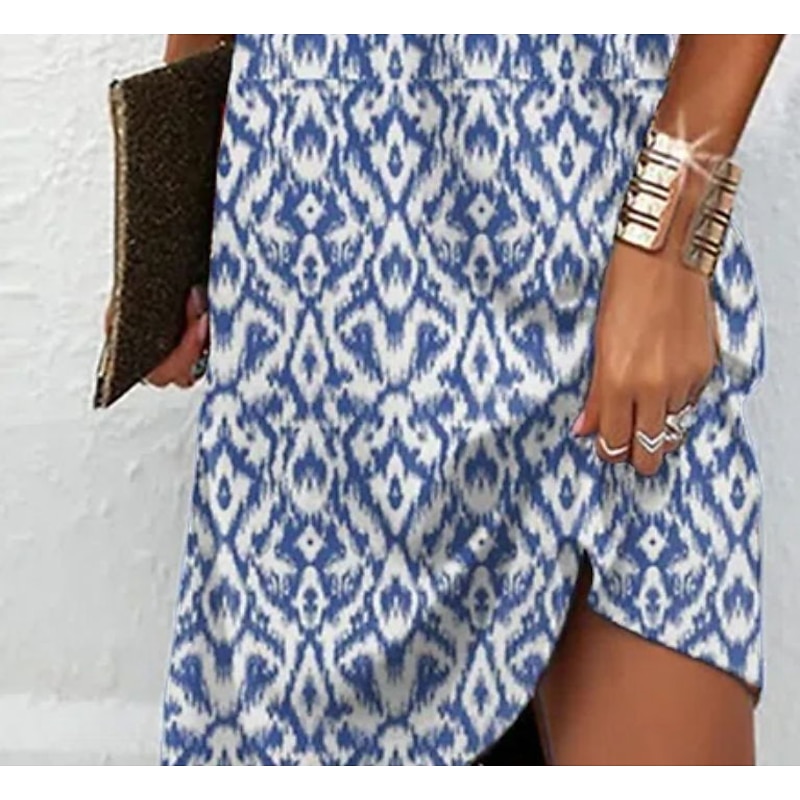 Women's Mini Dress Petite Dress Sundress Summer Dress Halter Dress Casual Vacation Daily Cocktail Party Regular Fit Print Sleeveless Halter Neck Strapless Blue Summer Spring4