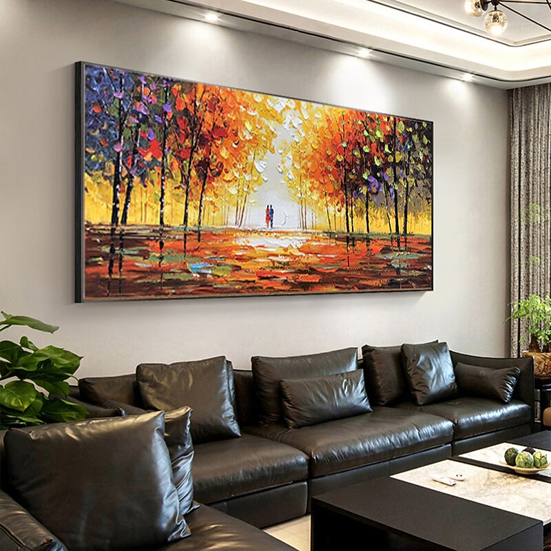 Handmade Oil Painting Canvas Wall Art Decoration Abstract Colorful Couple Painting Abstract Landscape Painting for Home Decor Rolled Frameless Unstretched Painting4