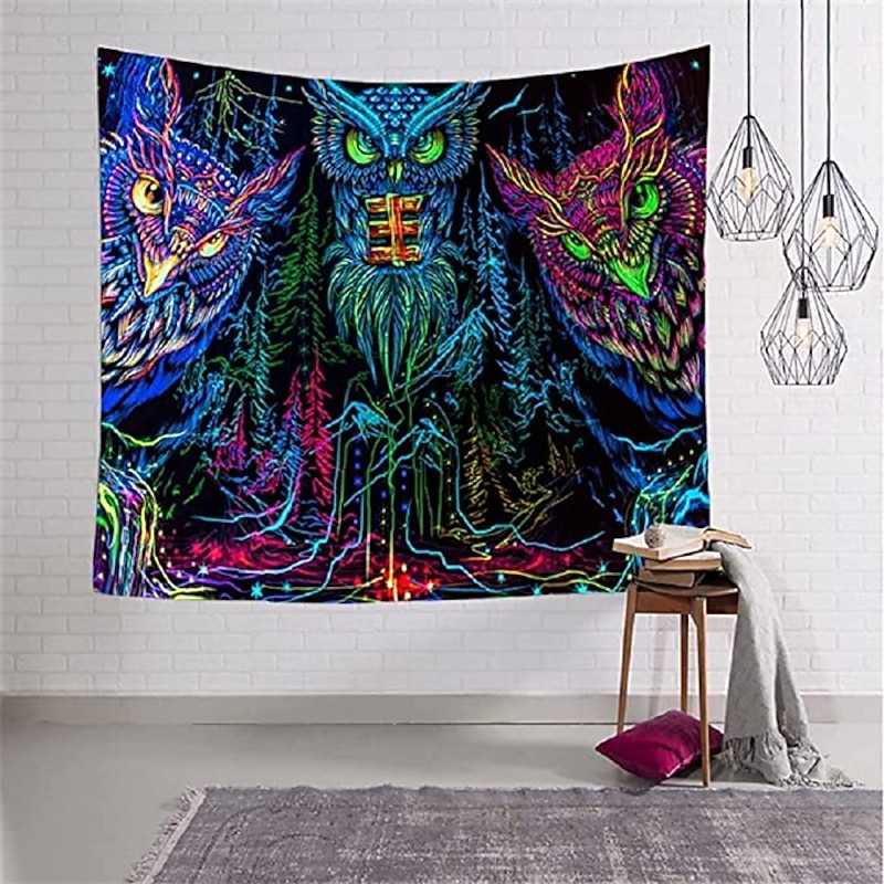 Blacklight Tapestry UV Reactive Glow in the Dark Glow Party Neon Psychedelic Trippy Misty Hanging Tapestry Wall Art Mural for Living Room Bedroom2