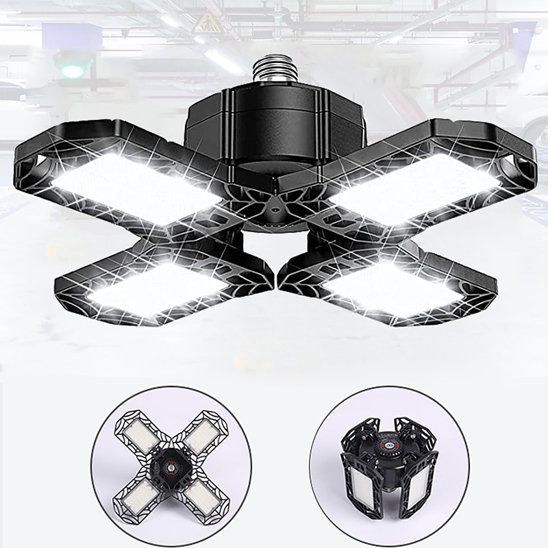 LED Garage Light 80W Transformable LED Garage Ceiling Light Shop Light For Garage Workshop Basement Lighting Support E26/E27 Screw Socket