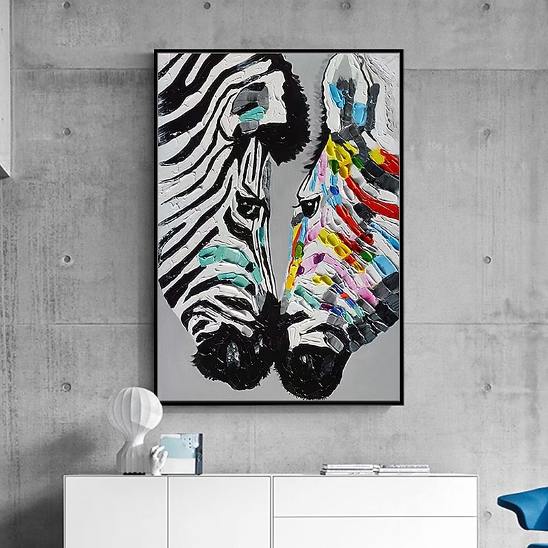 Mintura Handmade Zebra Animals Oil Painting On Canvas Wall Art Decoration Modern Abstract Picture For Home Decor Rolled Frameless Unstretched Painting3