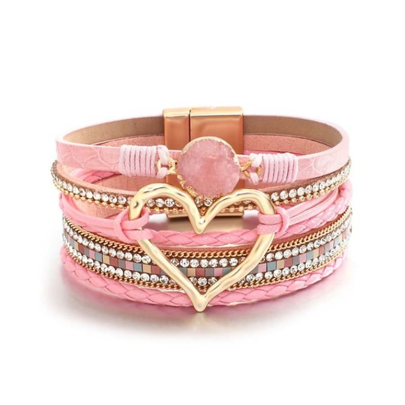 1Pc  Magnetic Clasp Boho Wrap Bracelets Leather Cuff Bangle Beaded Bracelets For Women Stackable Infinity Bracelets Jewelry3