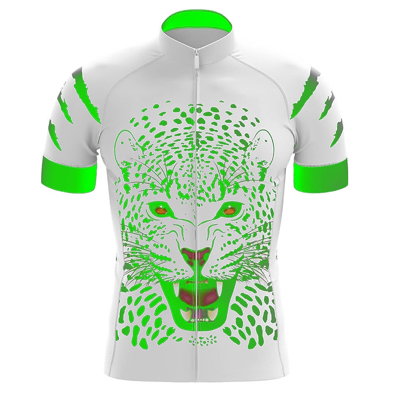 Men's Cycling Jersey Geometric Tiger Short Sleeve Bike Top with 3 Rear Pockets Mountain Bike MTB Road Bike Cycling Quick Dry Reflective Strips Back Pocket Moisture Wicking Sports White Yellow Red4