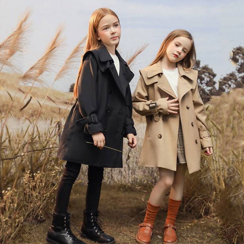 Girls' 3D Plain Coat Long Sleeve Spring Fall Active Adorable Cotton Kids 3-13 Years Daily Regular Fit3