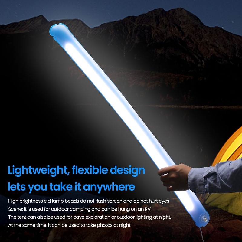 LED Camping Light Outdoor Inflatable Tube Light Portable Foldable USB Interface Tube Light Outdoor Emergency Travel Hiking Camping Tent Light Emergency Lighting4