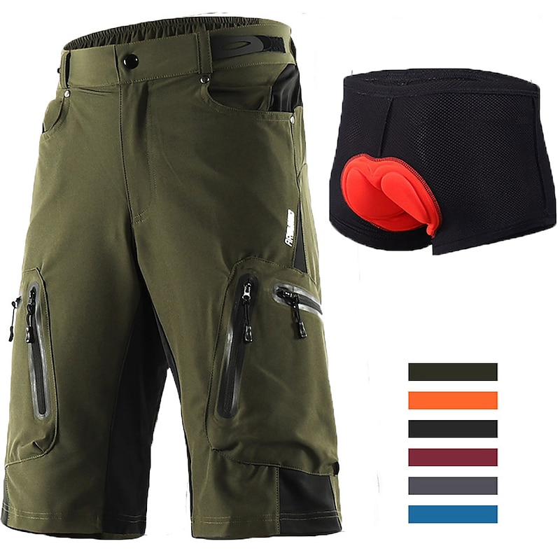Arsuxeo Men's Bike Shorts Cycling MTB Shorts with Removable 3D Padded Underwear Summer Baggy Shorts Loose Fit Quick Dry Waterproof Zipper Sports Dark Grey Black Army Green Mountain Bike2