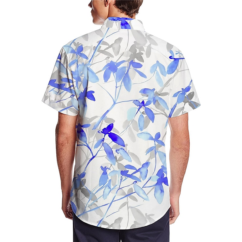 Men's Tropical Flowers Leaves Shirt Summer Hawaiian Shirt Aloha Shirt Short Sleeves Shirt Turndown Fashion Designer Casual Outdoor Street Casual White Yellow Pink 3D Print S M L2