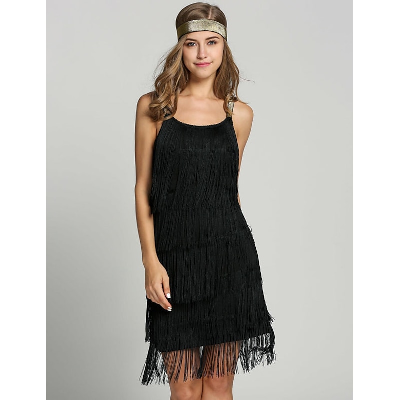 Roaring 20s 1920s Roaring Twenties Flapper Dress Dress Party Costume The Great Gatsby Charleston Tassel Fringe Feathers Fancy Dress Women's Wedding Party Wedding Guest Dress Homecoming Dresses Summer2