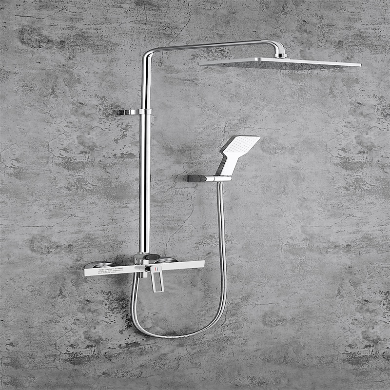 Shower Faucet,Shower System Set - Handshower Included Contemporary Chrome / Electroplated / Painted Finishes Mount Outside Ceramic Valve Bath Shower Mixer Taps