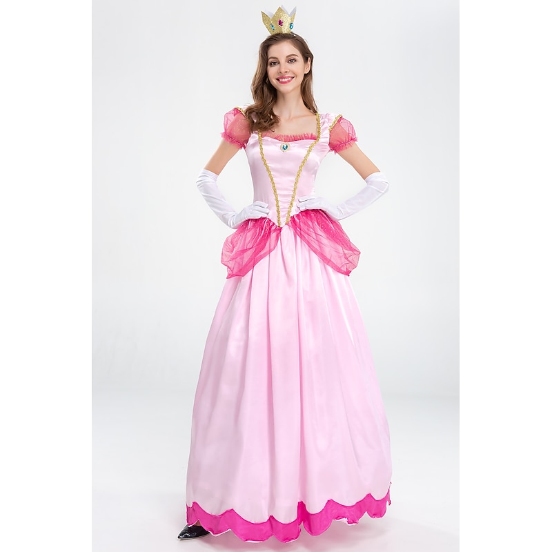 Fairytale Princess Peach Cosplay Costume Vacation Dress Sweet Movie Cosplay for Women's Adults' Masquerade Bachelorette Party