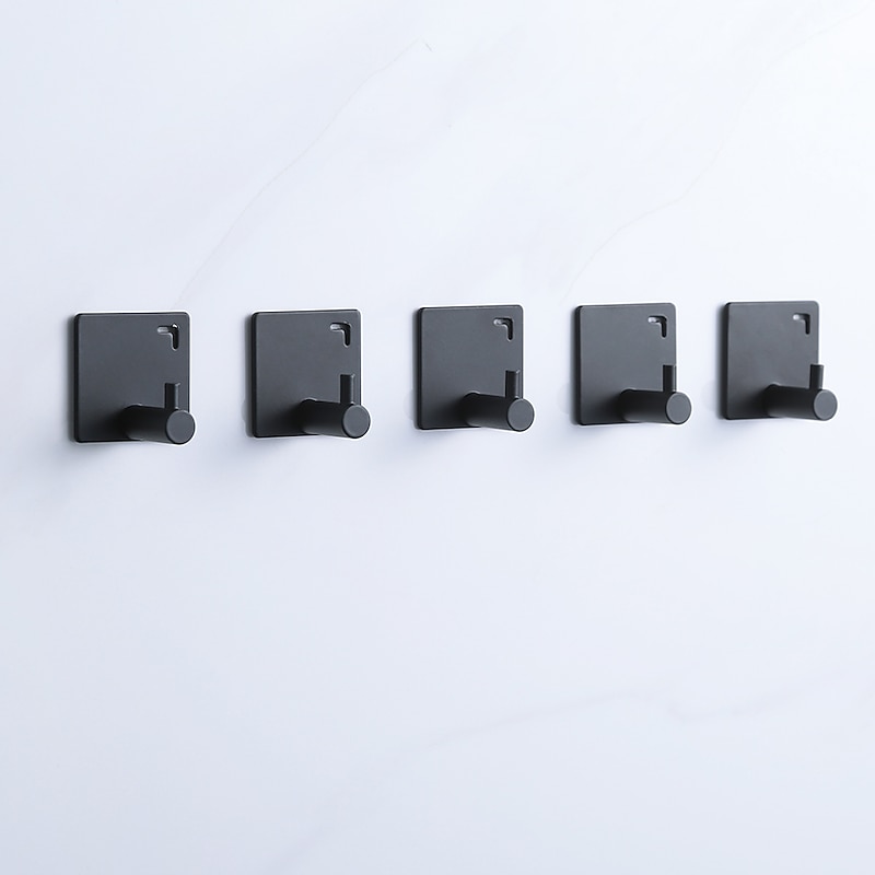 5PCS Wall Hooks for Coats,Stainless Steel Robe Hooks,Wall Mounted Coat Hooks For Bathroom,Bedroom,Kitchen(Black)4