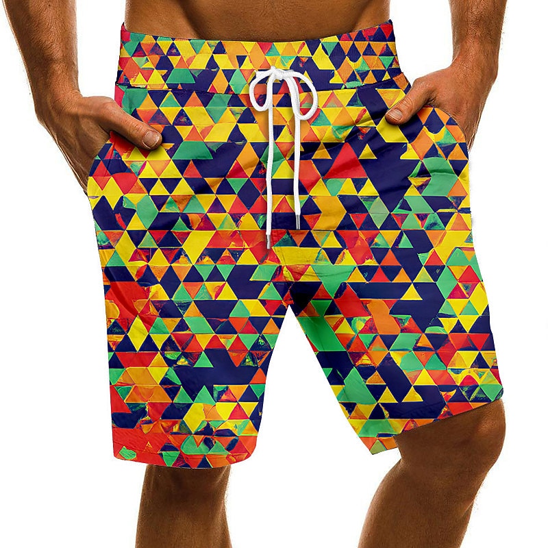 Men's Swim Trunks Swim Shorts Quick Dry Board Shorts Bathing Suit Drawstring with Pockets Swimming Surfing Beach Water Sports Printed Summer Spring2