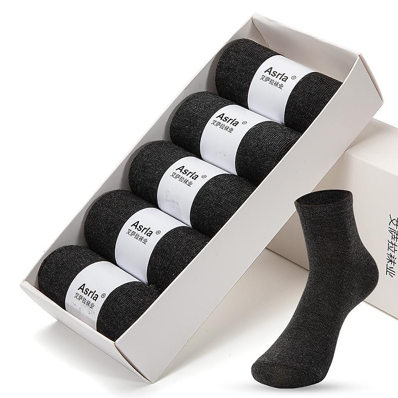 Men's 5 Pairs Black White Color Solid / Plain Color Office Casual Daily Spring Fall All Seasons Casual Socks Business4