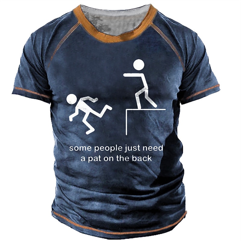 Men's Funny Graphic T-Shirt: "Pat On The Back" Dark Humor Stick Figure Meme Tee, Short Sleeve2