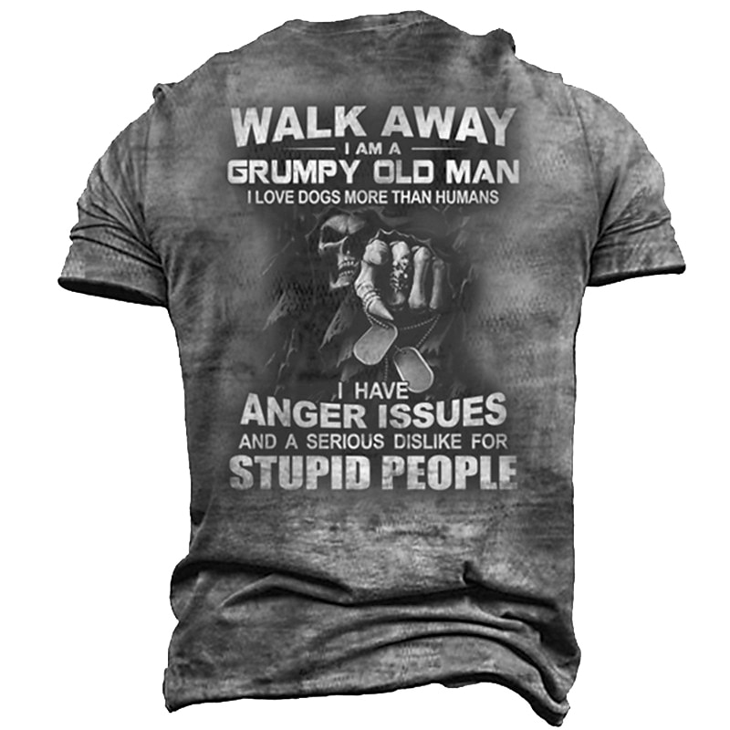 Men's Skull Letter Graphic Prints Funny T Shirts Grumpy Old Man T Shirt T shirt 3D Print Crew Neck Shirt Vintage Sports Designer Outdoor Street Daily Black Blue Purple Summer Clothing Apparel S M L2