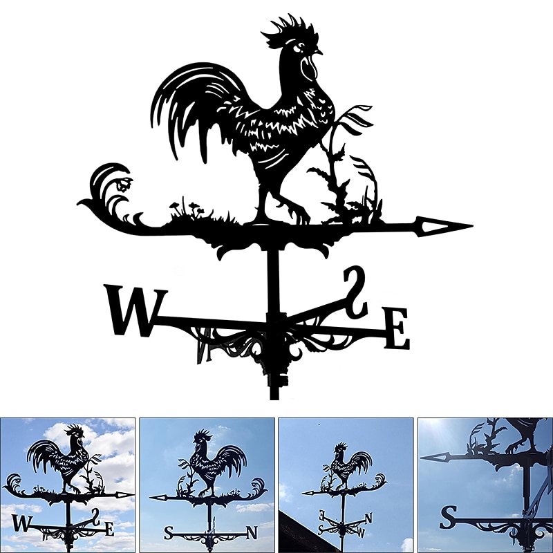 Metal Weather Vane Cock Decorated Weather Vane Iron Rooster Ornament for Roof Shack Indicating Wind Direction Yard Decor2