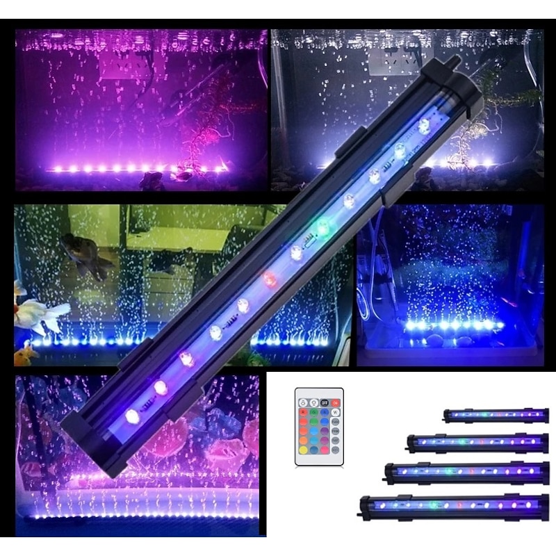 Remote Control 100-240V 18-116CM LED Aquarium Light Fish Tank Submersible Light Aquatic Air Bubble Oxygenation Lamp EU US Plug Fish Tank Light - Main Image