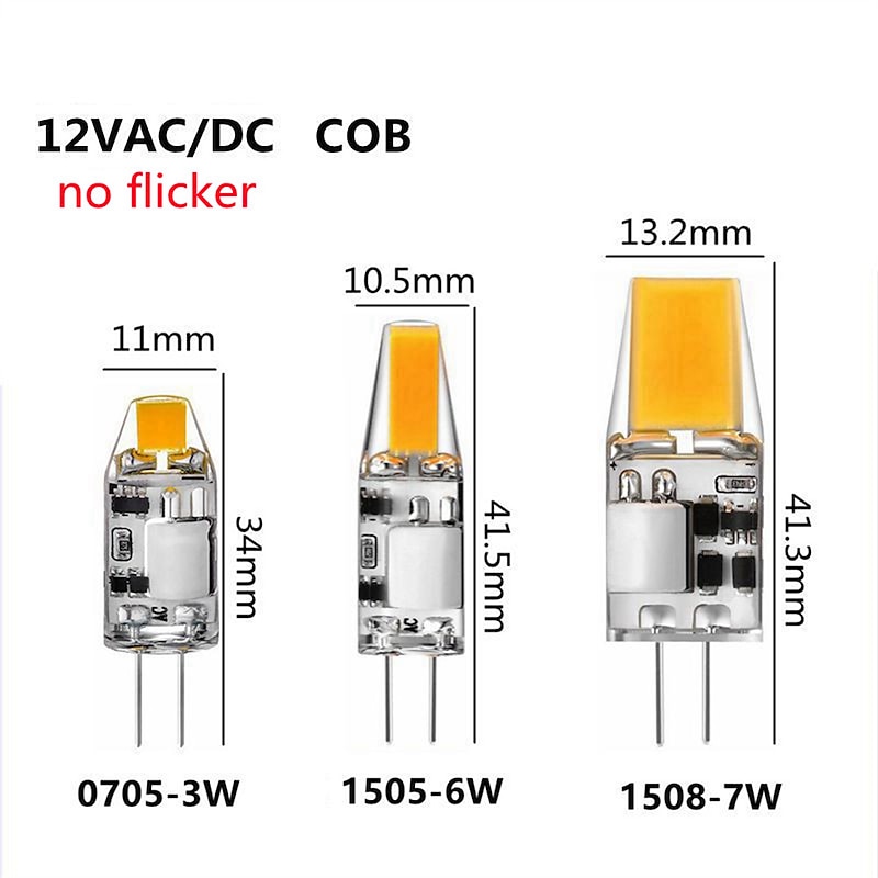 10pcs No Flicker Mini G4 COB Lamp AC DC 12V LED 2W 3W 5W Bulb Candle Lights Replace 30W 20W Halogen for Chandelier Spotlight3