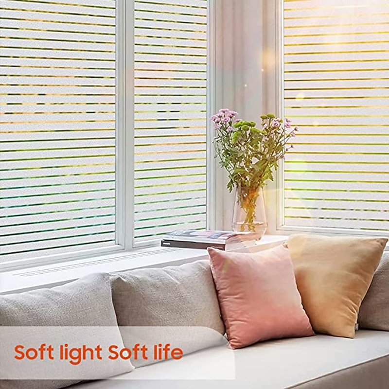 Glass Window Film Frosted Static Privacy Self Adhesive Film Anti-UV Opaque Decor Window Stickers for Bedroom Kitchen Office 100X45cm4