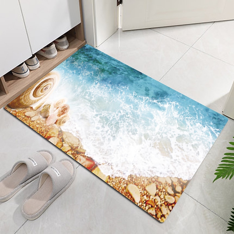 Beach Starfish Beach Collection Pattern Flannel Fabric Print Home Entrance Mattress Bathroom Mattress Mattress3