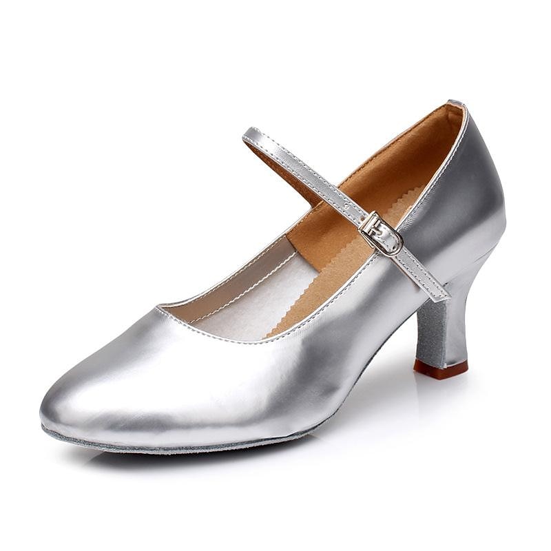 Women's Gold Latin Dance Shoes – Mary Jane Ballroom Heels with Suede Sole for Salsa & Performance3