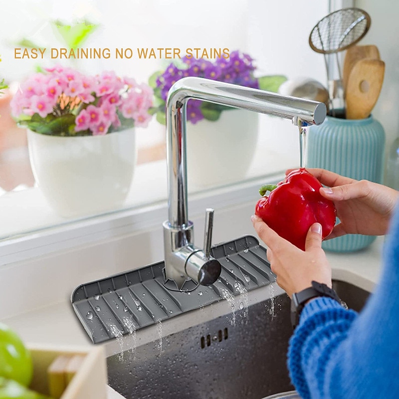 Kitchen Silicone Faucet Mat Sink Splash Guard Faucet Drainage Mat Drying Pad Kitchen Bathroom Countertop Protection Mat2