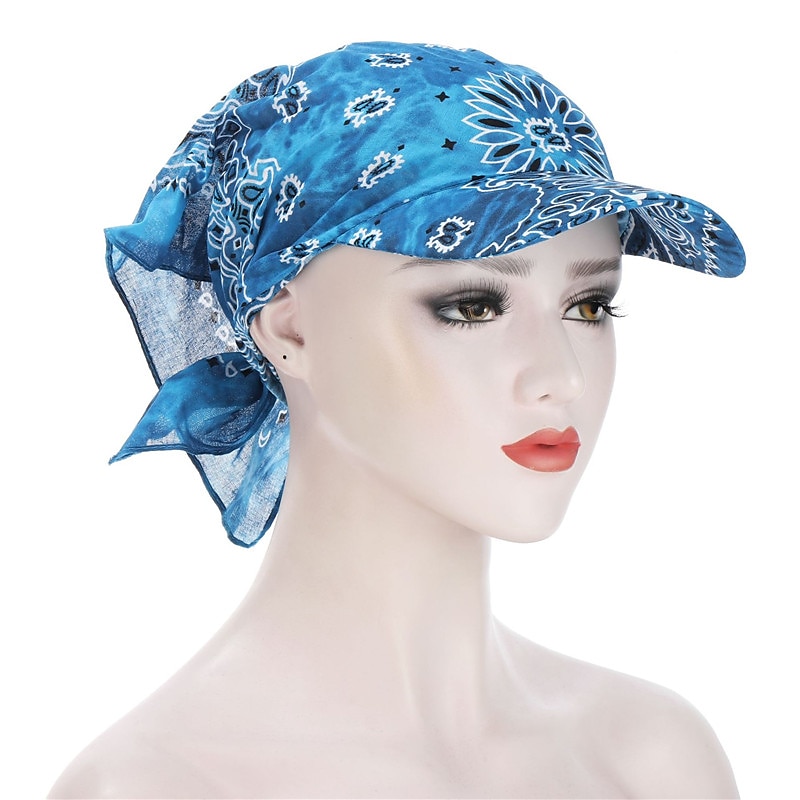 Women Bandana Scarf Cap Sunscreen Hedging Cap Printed Brim Baseball Cap Colorful Sunshade Hooded Scarf Headpiece Headscarf Baseball Hat4