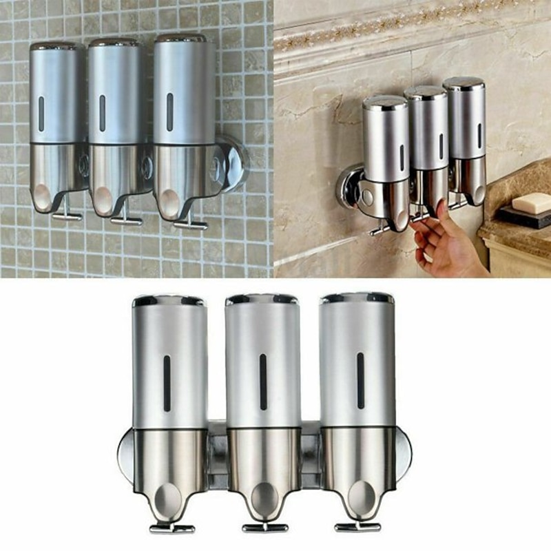 3 in1 Wall Mounted Shower Dispenser Bathroom Shower Pump Dispenser for Shower Gel Shampoo Soap（3*500ml）3