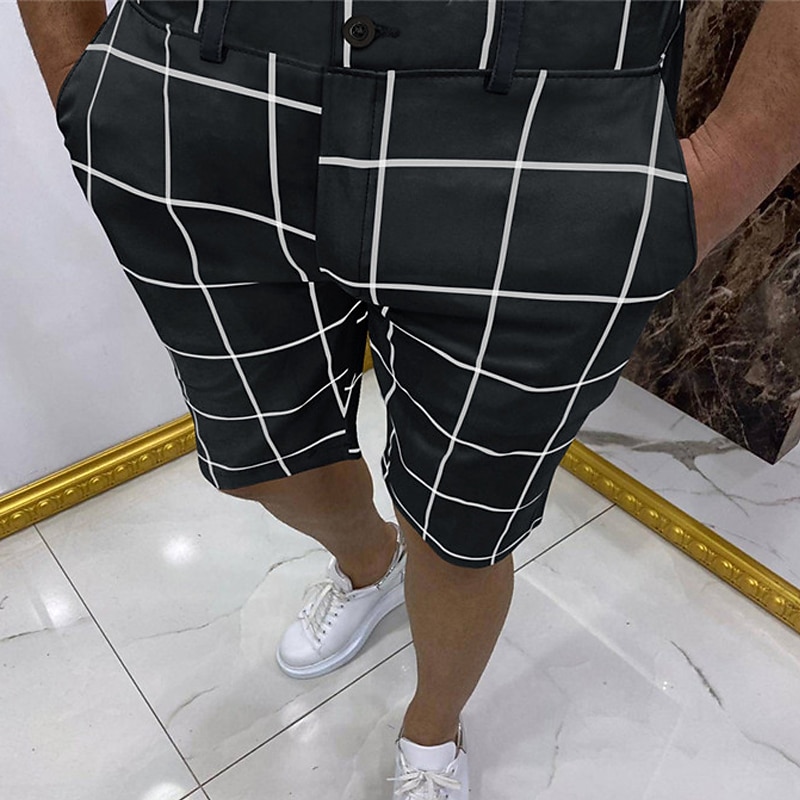 Men's Shorts Chino Shorts Bermuda shorts Work Shorts Zipper Front Pocket Plaid Tartan Dolphin Comfort Breathable Knee Length Formal Business Daily Simple Chic & Modern White Navy Blue4