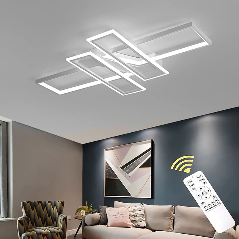 LED Ceiling Lights 4-Light 90/120cm Flush Mount Lights LED Modern Style Dining Room Bedroom Lights 110-240V ONLY DIMMABLE WITH REMOTE CONTROL4