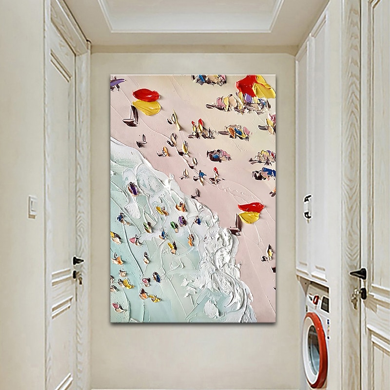 Mintura Handmade Beach Scenery Oil Painting On Canvas Wall Art Decoration Modern Abstract Picture For Home Decor Rolled Frameless Unstretched Painting4