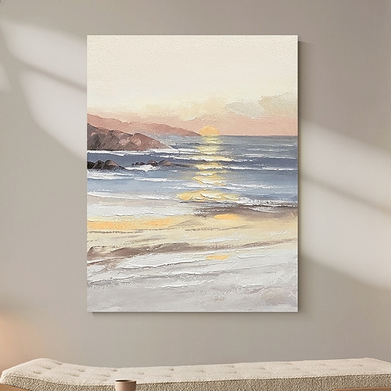 Handmade Hand Painted Oil Painting Wall Art Ocean Sunrise Landscape Home Decoration Decor Rolled Canvas No Frame Unstretched