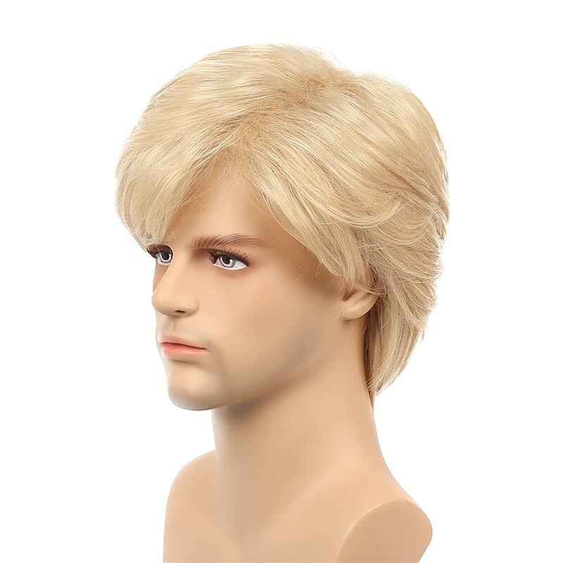 Short Men Blonde Wigs Layered Fluffy Natural Curly Wig Synthetic Heat Resistant  Cosplay Wig for Male Guys Halloween Wigs4