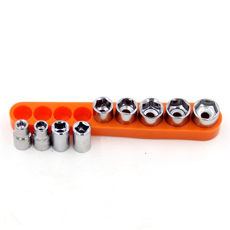 9pc Universal Socket Set 1/4 Inch 6.35mm Square Drive Hex Socket Adapter Metric 5-13mm Sleeve Conversion Auto Repair Tool Nut Driver2