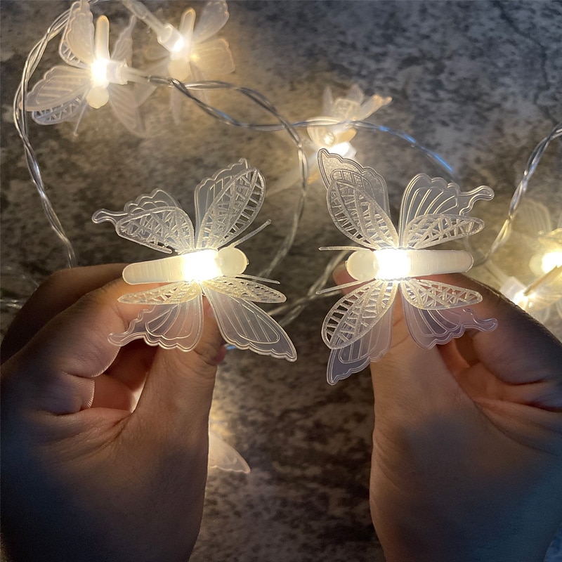 Butterfly LED String Lights 1.5/3m Outdoor Wedding Fairy Lights DecorationBattery Powered Christmas Lights Holiday Party Garden Balcony Decoration4