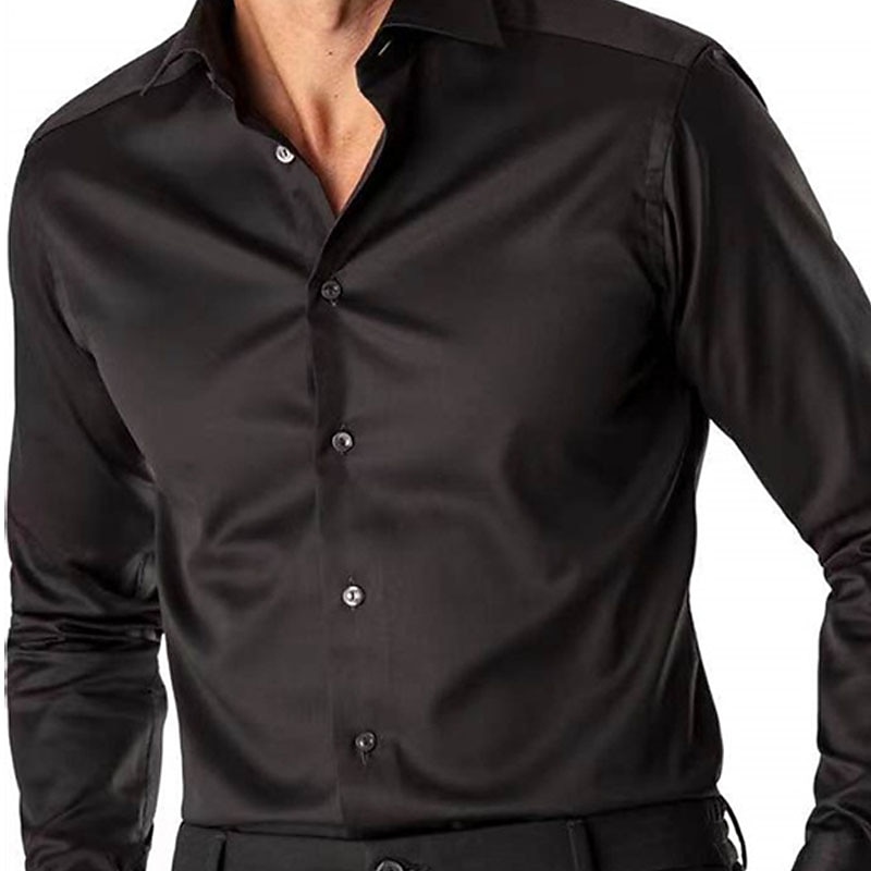 Men's Dress Shirt Collared Shirt Button Up Shirt Oil Painting Wedding Work Black Long Sleeve Turndown Spring, Fall, Winter, Summer Clothing Apparel Button-Down - Main Image