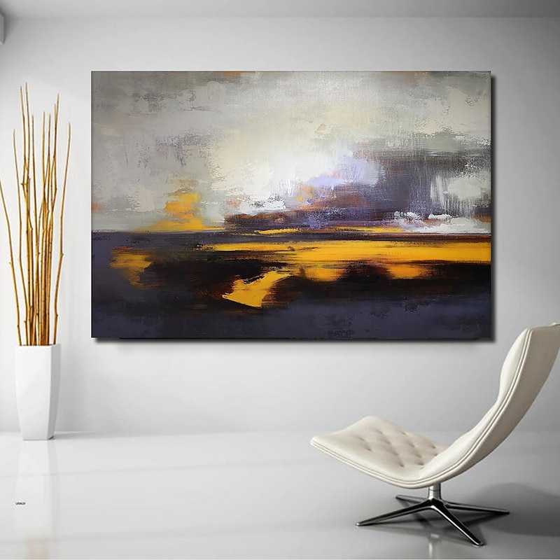Handmade Oil Painting CanvasWall Art Decoration Abstract Knife PaintingLandscape Yellow For Home Decor Rolled Frameless Unstretched Painting3