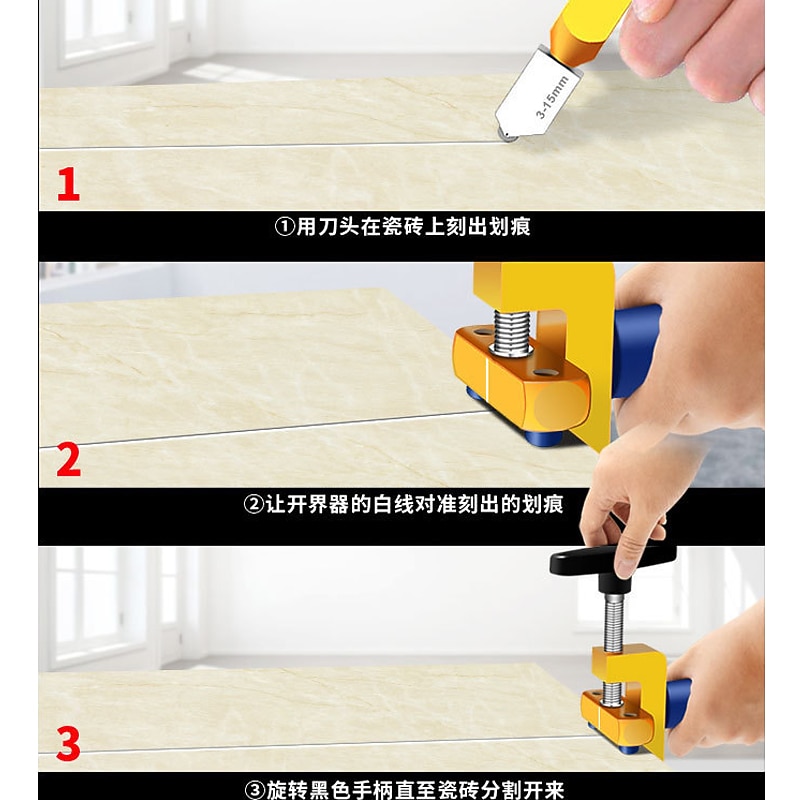 Diamond Glass Cutter for Glass Tile Cutting 2 In 1 Glass Cutter Set Manual Construction Tool Tile Cutter 8Pcs Whole Set DropShip2