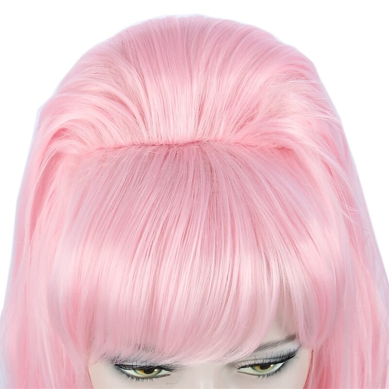 Long Wavy Pink Wig Big Bouffant Beehive Wigs for Women fits 50s 80s Halloween Wigs2