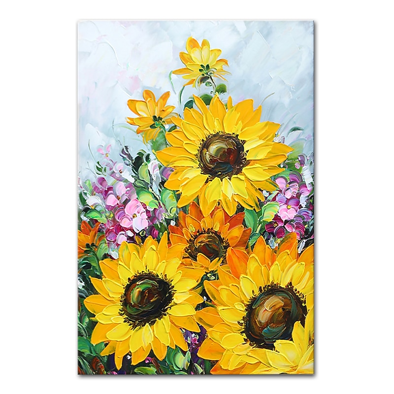 Mintura Handmade Sunflowers Oil Paintings On Canvas Wall Art Decoration Modern Abstract Picture For Home Decor Rolled Frameless Unstretched Painting4