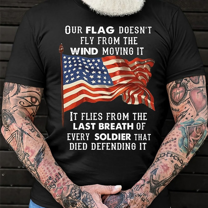 Veterans Day Men's Patriot Patriotic Veteran Graphic Letter T shirt Casual Style Cotton Short Sleeve Graphic Shirt Black Blue Gray Comfortable Tee Street Casual Fashion Designer