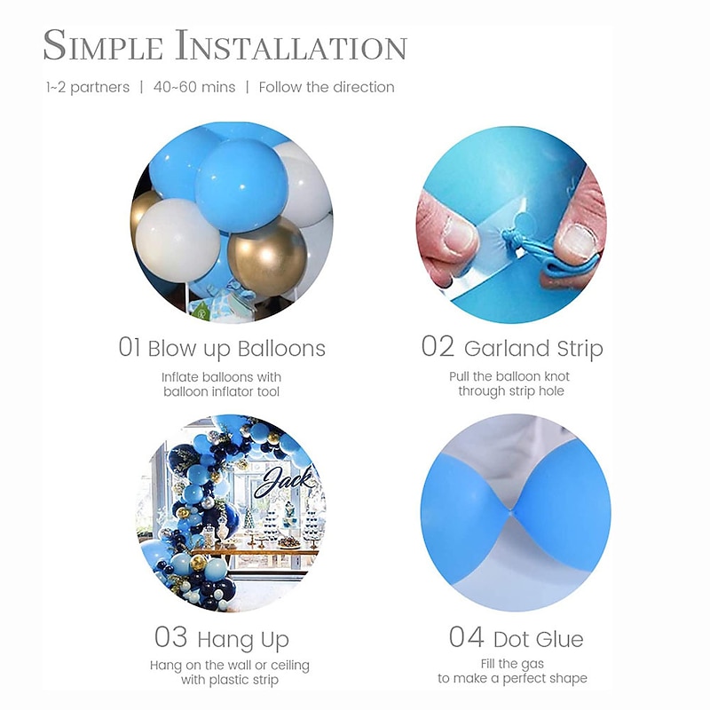 106pcs Navy Blue Starry Blue Night Blue Ink Blue Sequin Balloon Chain Set Opening Party Decoration4