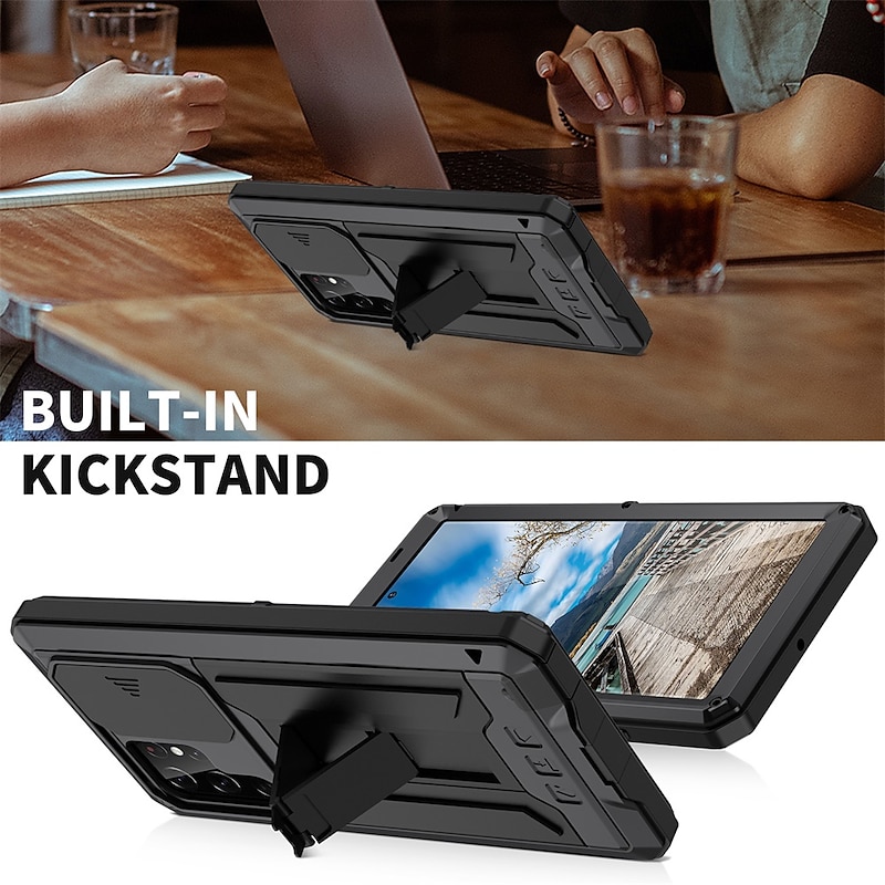 Phone Case For Samsung Galaxy S25 S23 Ultra Plus S22 Plus  Ultra Heavy Duty Dustproof Four Corners Drop Resistance Kickstand Geometric Pattern Metal4