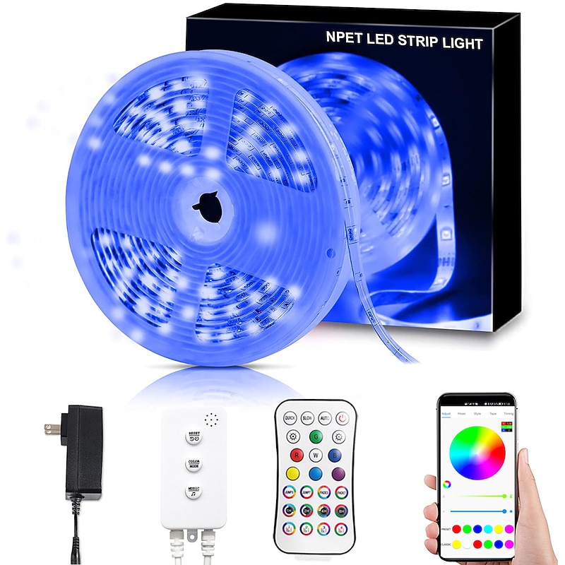 LED Strip Light RGB WiFi App Control 20m 65.6ft App Control Work with Alexa Google Assistant Color Change Music Sync for Bedroom Kitchen TV Party2