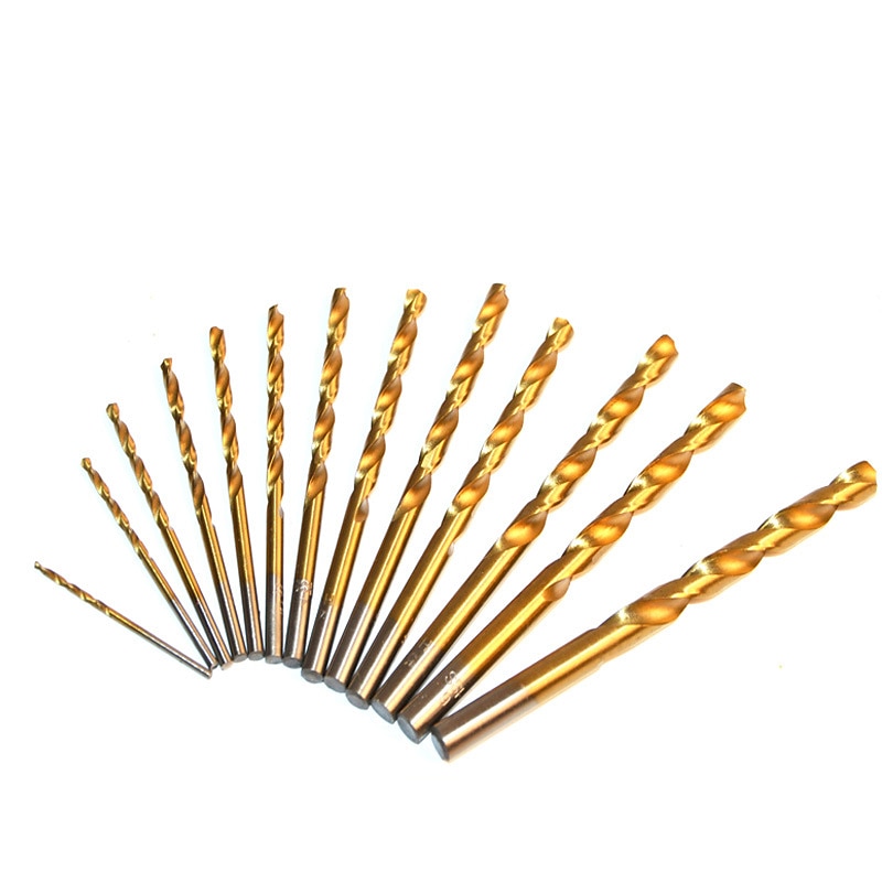 13pc 1.5-6.5mm Round Shank Twist Drill Bit Set Titanium Coated Hole Cutter High Speed Steel Gun Drill Bit Woodworking Metal Tool4