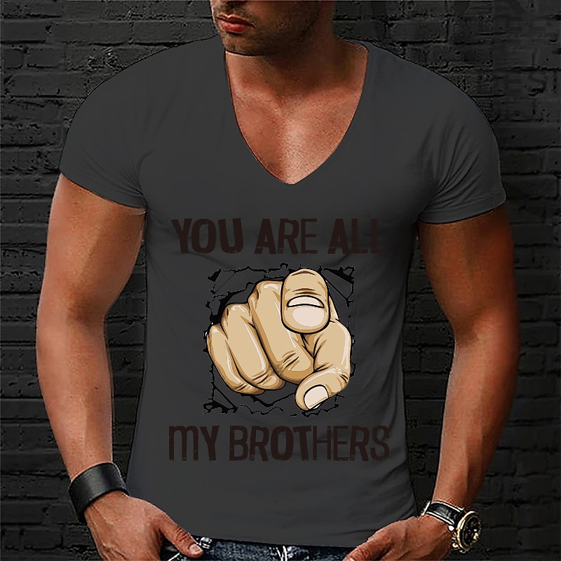 Men's Unisex Letter Hand Gesture T Shirt Short Sleeve T shirt Hot Stamping V Neck Shirt Sports Designer Simple Outdoor Street Casual White Red Light Grey Summer Clothing Apparel Normal S M L XL 2XL3