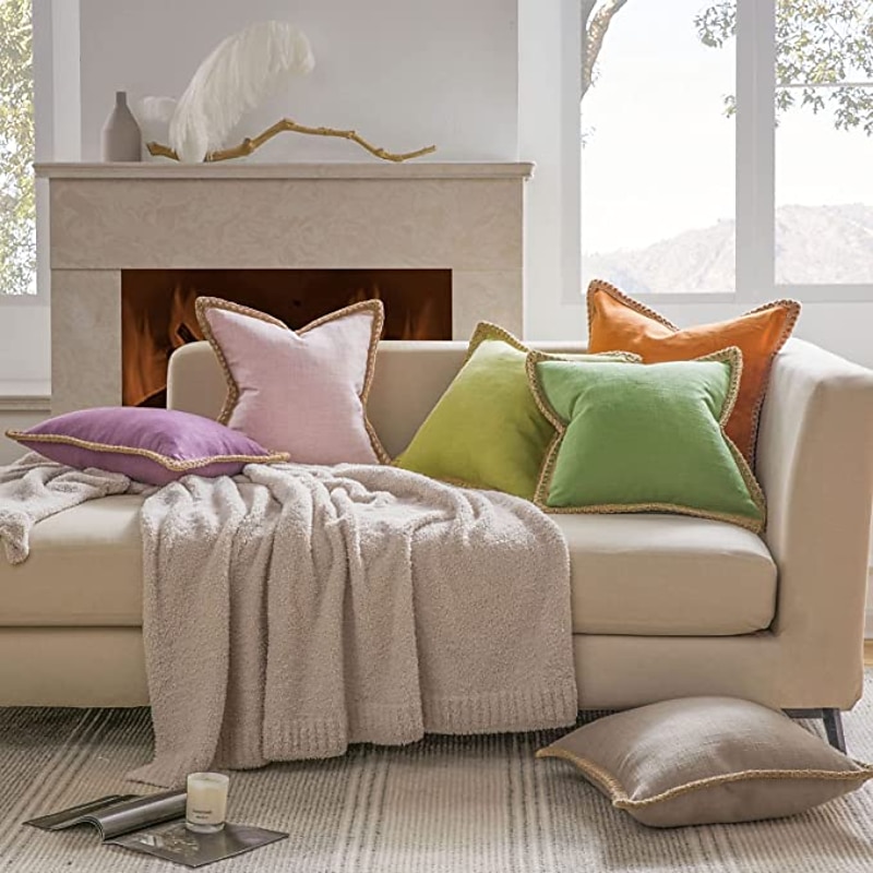 Coolest Pillows Decorative Toss Pillows Throw Pillow Cover Tufted Farmhouse Best Pillow Case for Bedroom Livingroom Pink Blue Sage Green Purple Yellow Burnt Orange 15