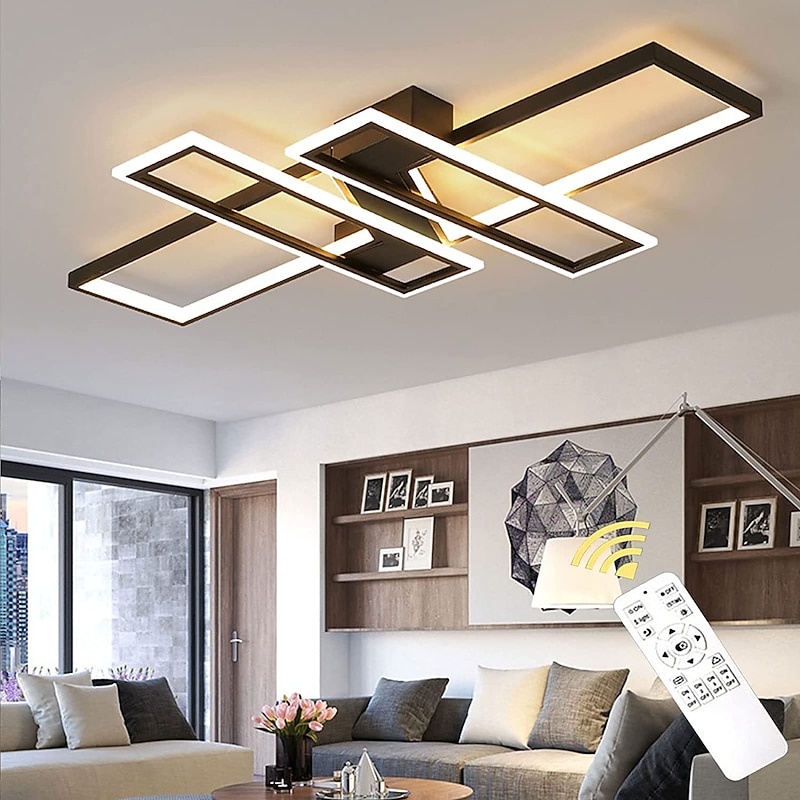 LED Ceiling Lights 4-Light 90/120cm Flush Mount Lights LED Modern Style Dining Room Bedroom Lights 110-240V ONLY DIMMABLE WITH REMOTE CONTROL3