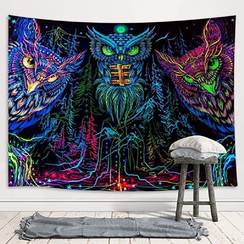 Blacklight Tapestry UV Reactive Glow in the Dark Glow Party Neon Psychedelic Trippy Misty Hanging Tapestry Wall Art Mural for Living Room Bedroom4