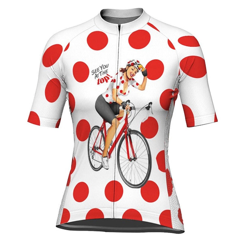 Women's Cycling Jersey Graphic Polka Dot Funny Short Sleeve Bike Jersey Top with 3 Rear Pockets Mountain Bike MTB Road Bike Cycling Quick Dry Reflective Strips Back Pocket Moisture Wicking Sports2